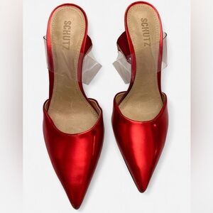 SCHUTZ  Sionne Red Metallic Heels